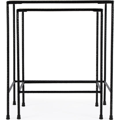 Carrera Marble Nesting Tables by Butler Specialty Company in multi-color and metalworks. Made from iron, marble in a modern style.