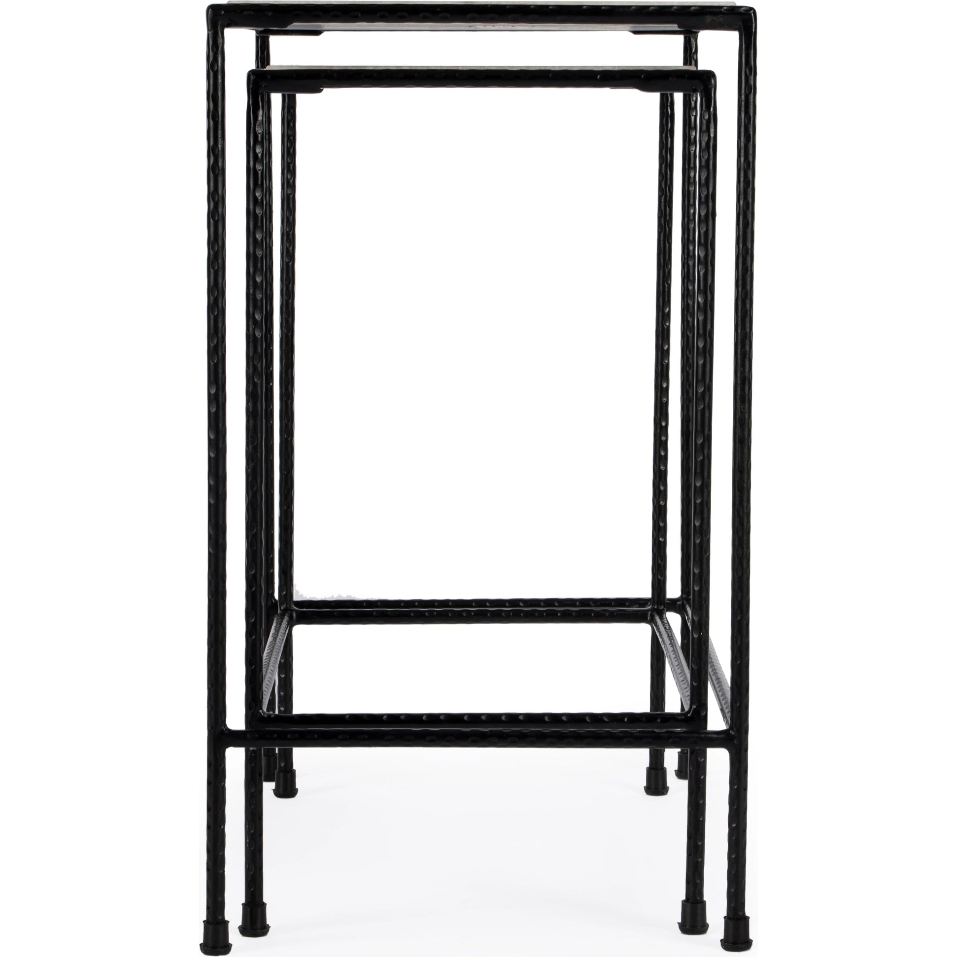 Carrera Marble Nesting Tables by Butler Specialty Company in multi-color and metalworks. Made from iron, marble in a modern style.