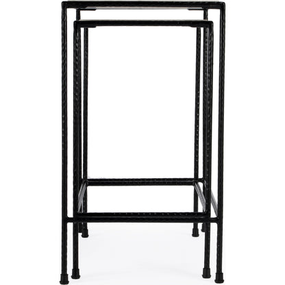 Carrera Marble Nesting Tables by Butler Specialty Company in multi-color and metalworks. Made from iron, marble in a modern style.