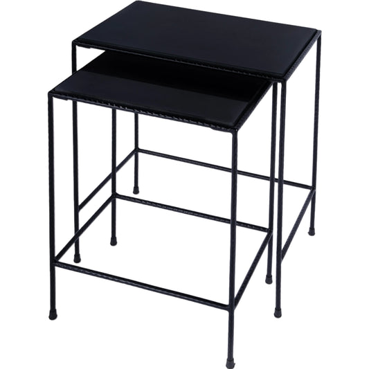 Carrera Nesting Side Tables by Butler Specialty Company in black. Made from iron, granite in a modern style.
