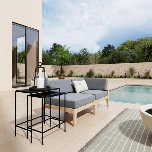 Carrera Nesting Side Tables by Butler Specialty Company in black. Made from iron, granite in a modern style.