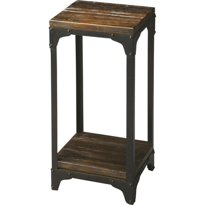 Gandolph Industrial Chic Pedestal Stand by Butler Specialty Company in multi-color and mountain lodge. Made from iron, mango wood solids in a modern style.