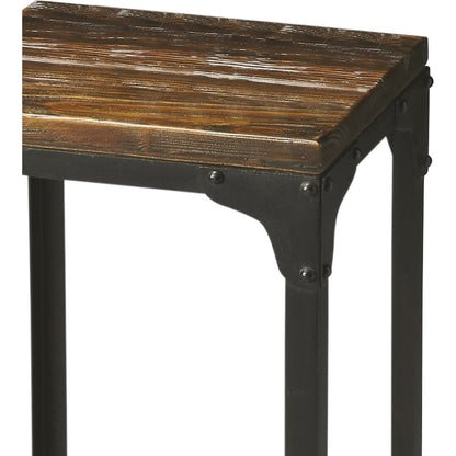 Gandolph Industrial Chic Pedestal Stand by Butler Specialty Company in multi-color and mountain lodge. Made from iron, mango wood solids in a modern style.