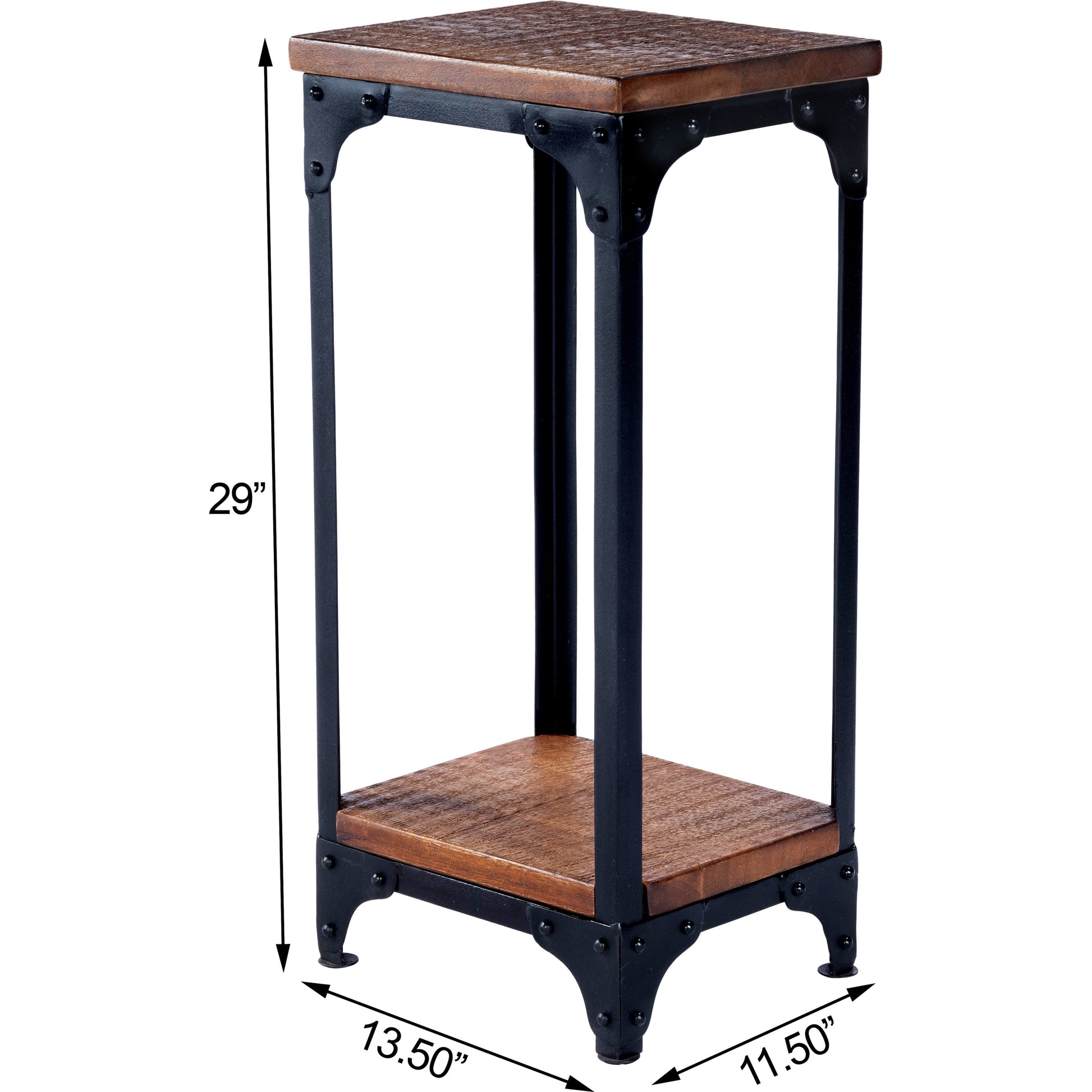 Gandolph Industrial Chic Pedestal Stand by Butler Specialty Company in multi-color and mountain lodge. Made from iron, mango wood solids in a modern style.