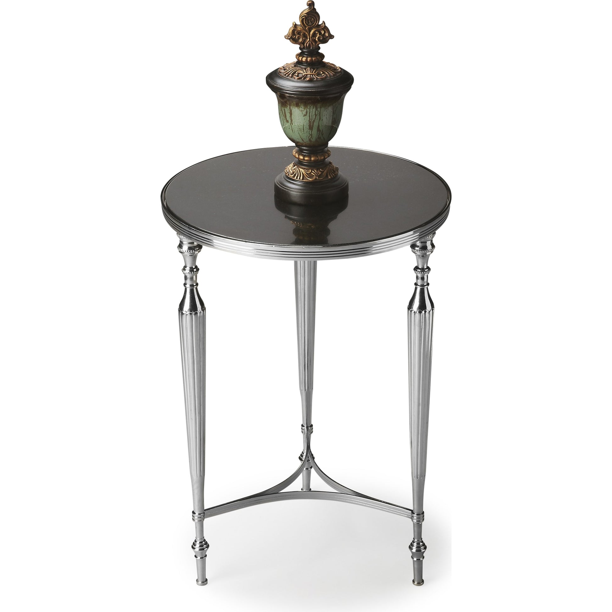 Ciara Side Table by Butler Specialty Company in multi-color and nickel. Made from aluminum, glass in a modern style.