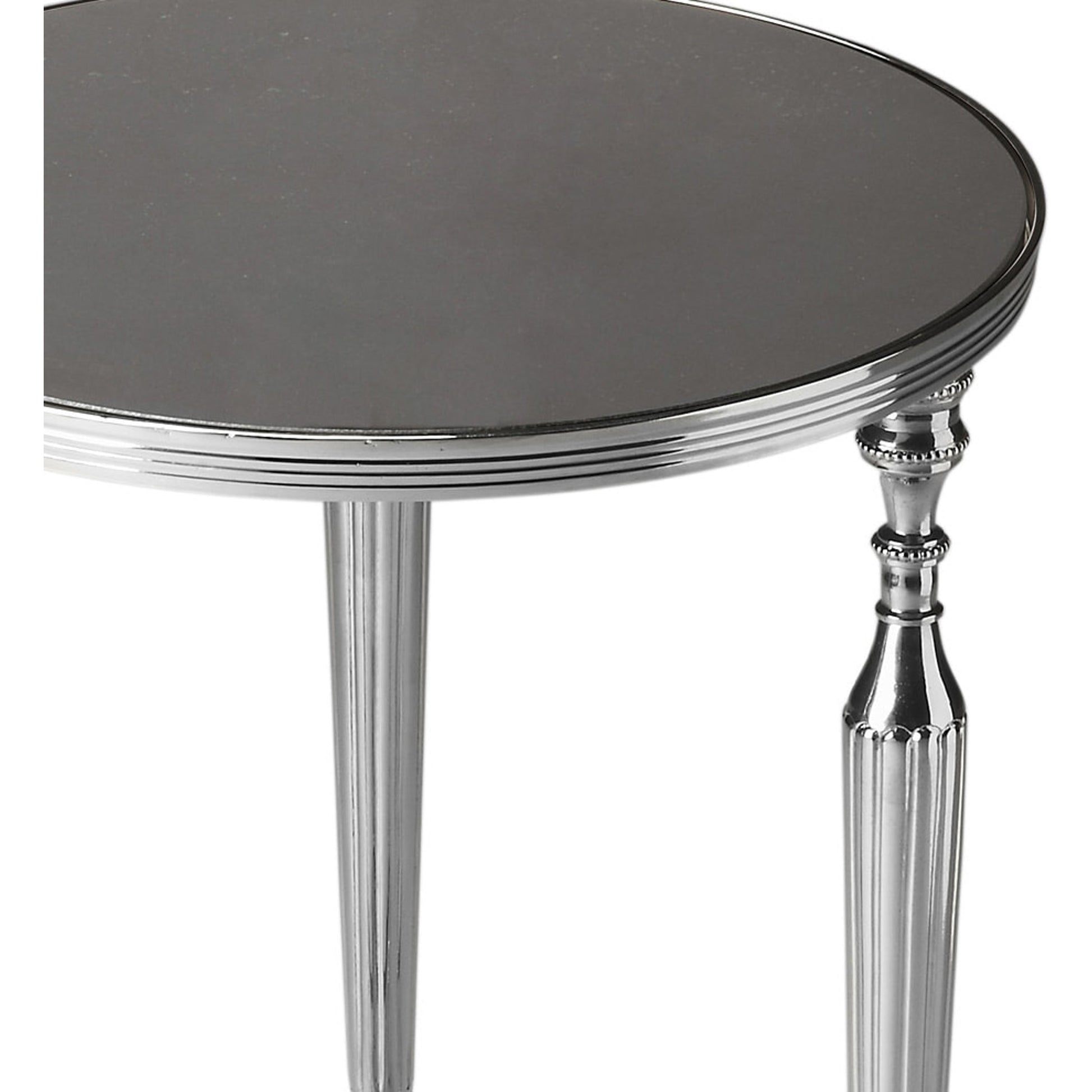 Ciara Side Table by Butler Specialty Company in multi-color and nickel. Made from aluminum, glass in a modern style.