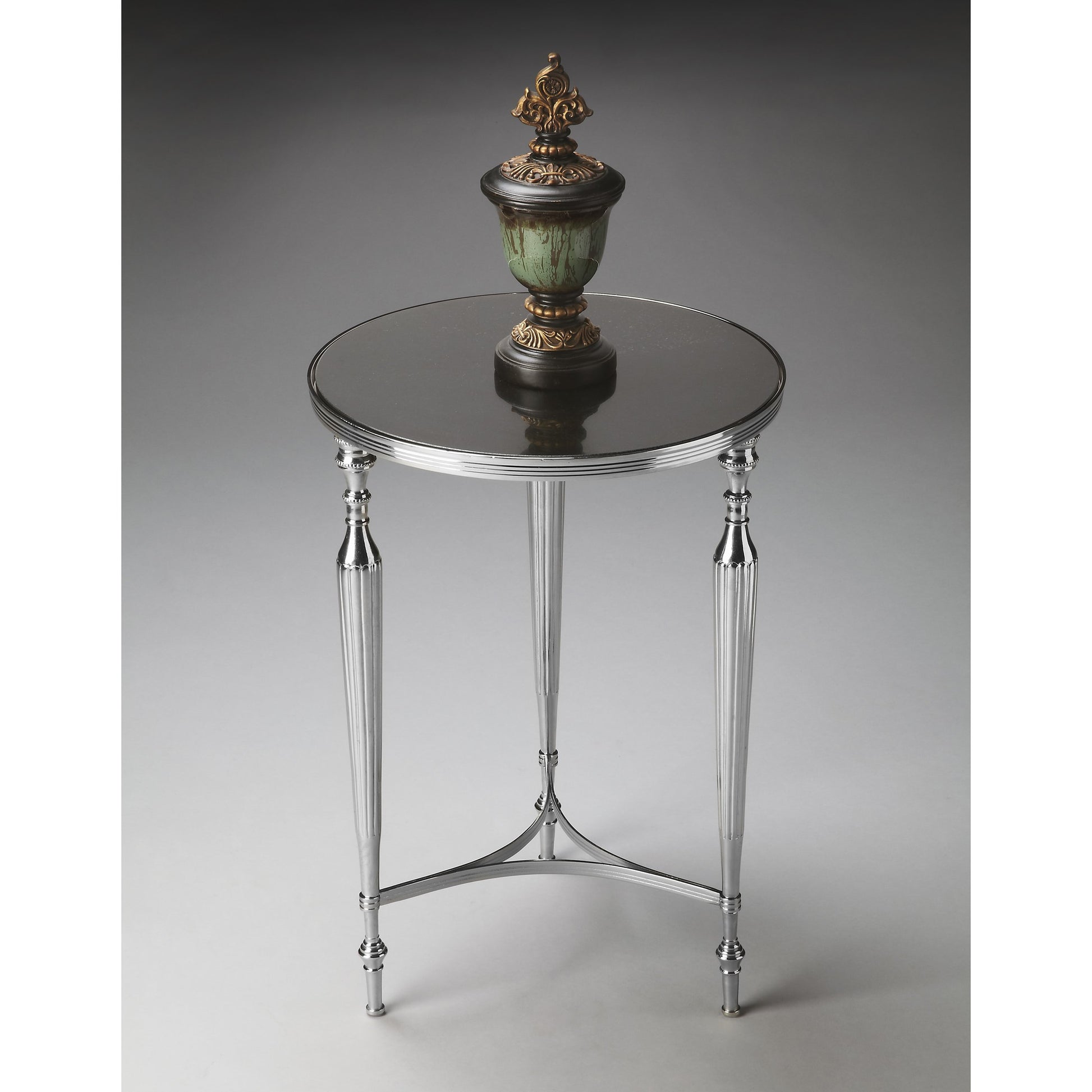Ciara Side Table by Butler Specialty Company in multi-color and nickel. Made from aluminum, glass in a modern style.