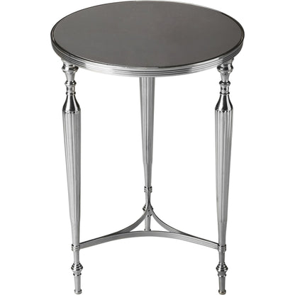 Ciara Side Table by Butler Specialty Company in multi-color and nickel. Made from aluminum, glass in a modern style.