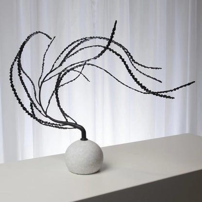 Thistle Sculpture by Global Views in black. Made from iron, white marble in a eclectic & global style.