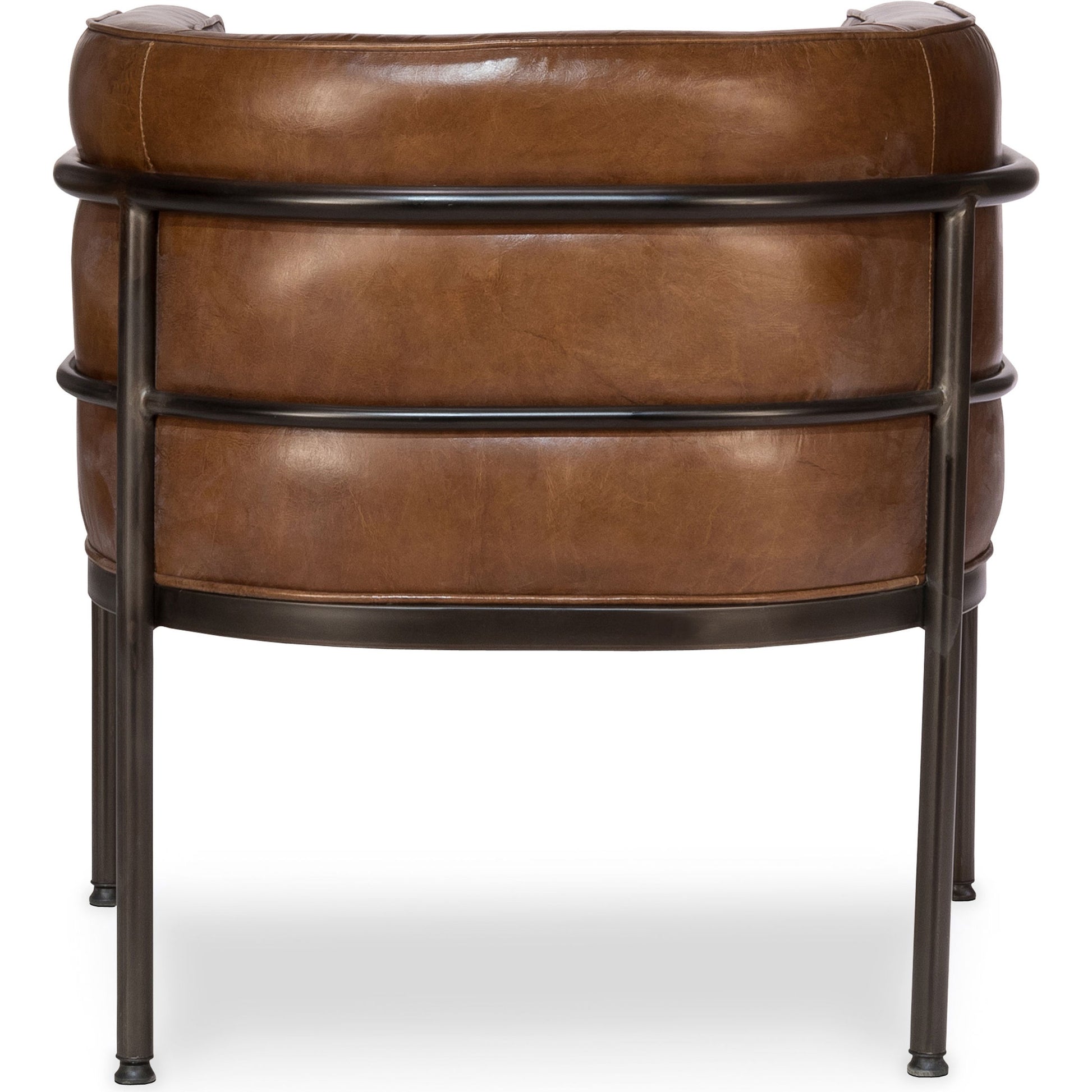 Breda Chair by Sarreid Ltd. in brown and iron aged metal finish. Made from leather, iron in a modern style.