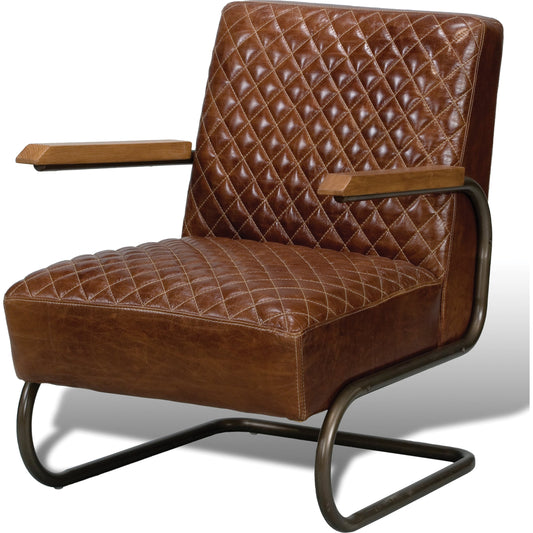 Beverly Hills Chair by Sarreid Ltd. in brown and bronze metal oak. Made from oak, leather, metal in a modern style.
