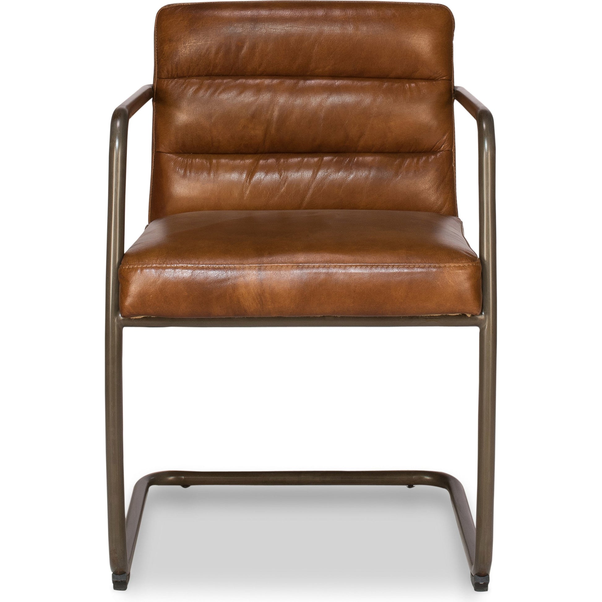Director's Chair by Sarreid Ltd. in brown and brown leather. Made from leather, metal in a modern style.