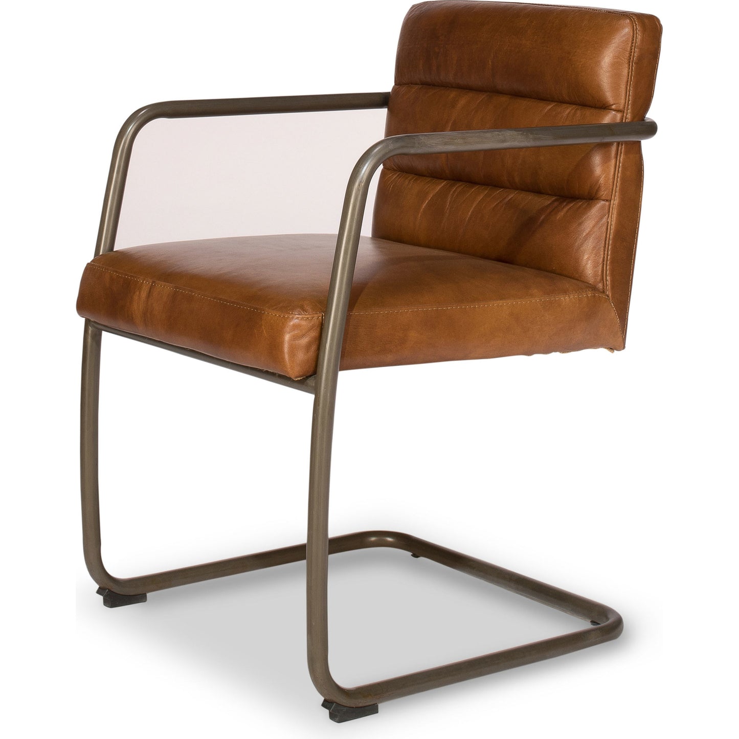 002 S-242863 | Additional Silo | Director's Chair by Sarreid Ltd. in brown and brown leather. Made from leather, metal in a modern style.