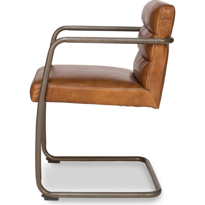 Director's Chair by Sarreid Ltd. in brown and brown leather. Made from leather, metal in a modern style.