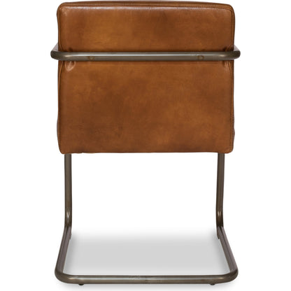 Director's Chair by Sarreid Ltd. in brown and brown leather. Made from leather, metal in a modern style.