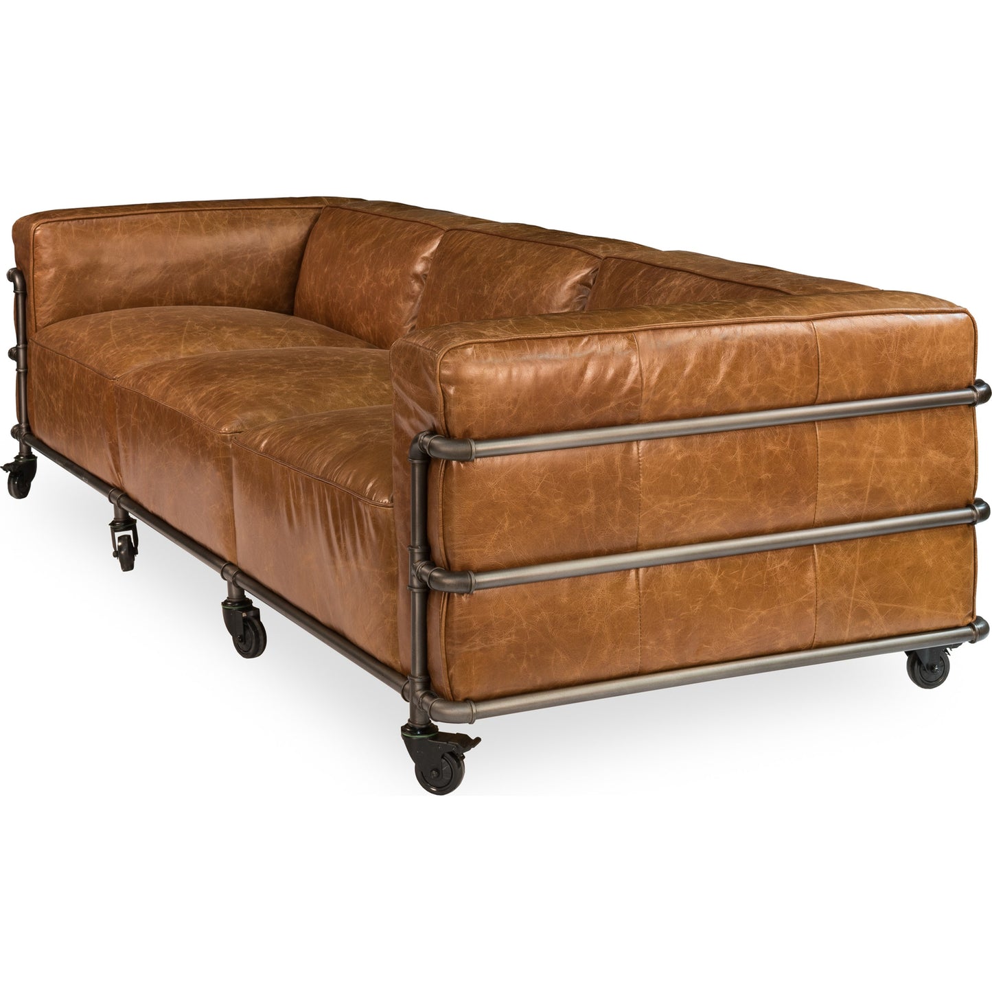 002 S-242864 | Additional Silo | Antwerp Couch by Sarreid Ltd. in brown and cuba brown leather. Made from leather, iron in a modern style.