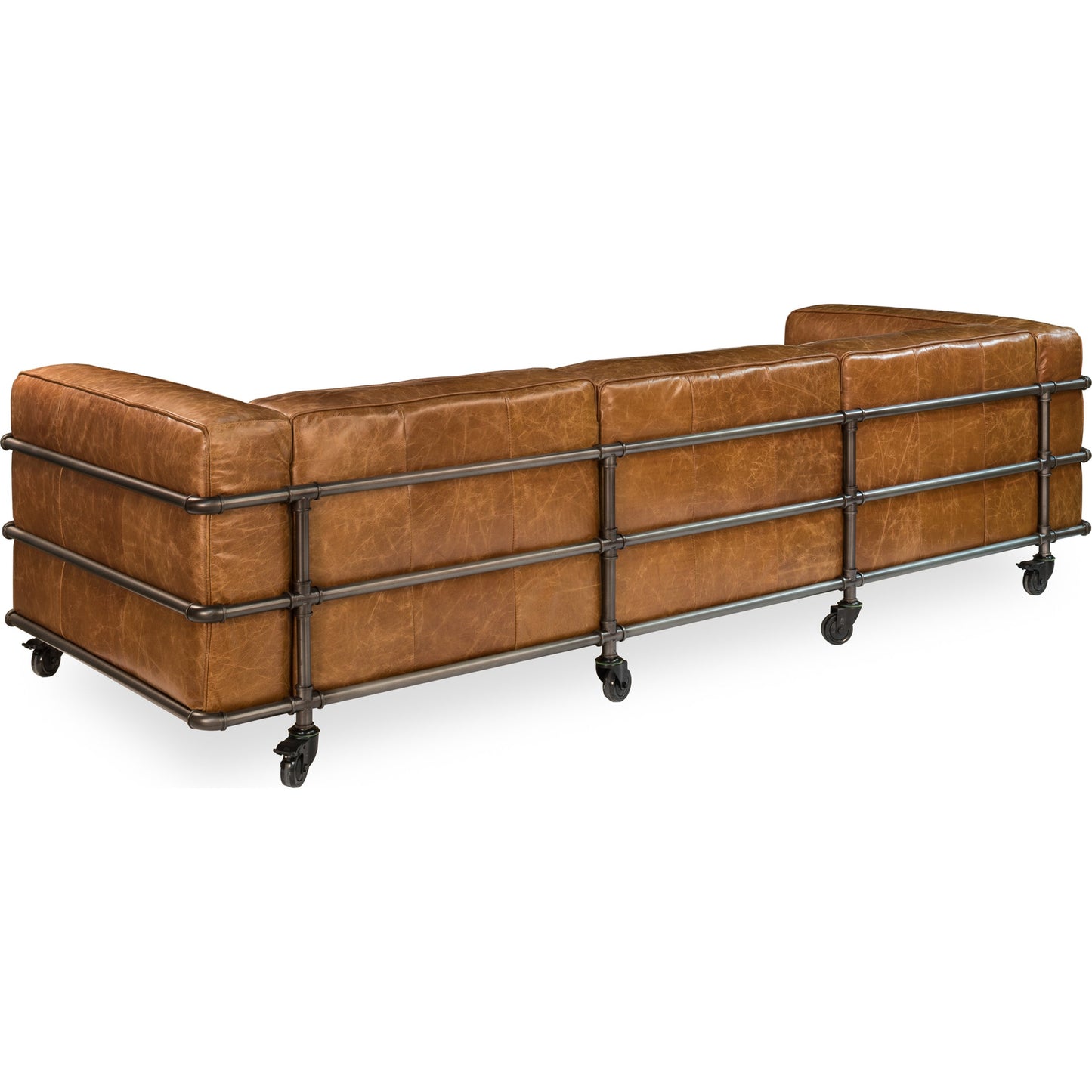 003 S-242864 | Additional Silo | Antwerp Couch by Sarreid Ltd. in brown and cuba brown leather. Made from leather, iron in a modern style.