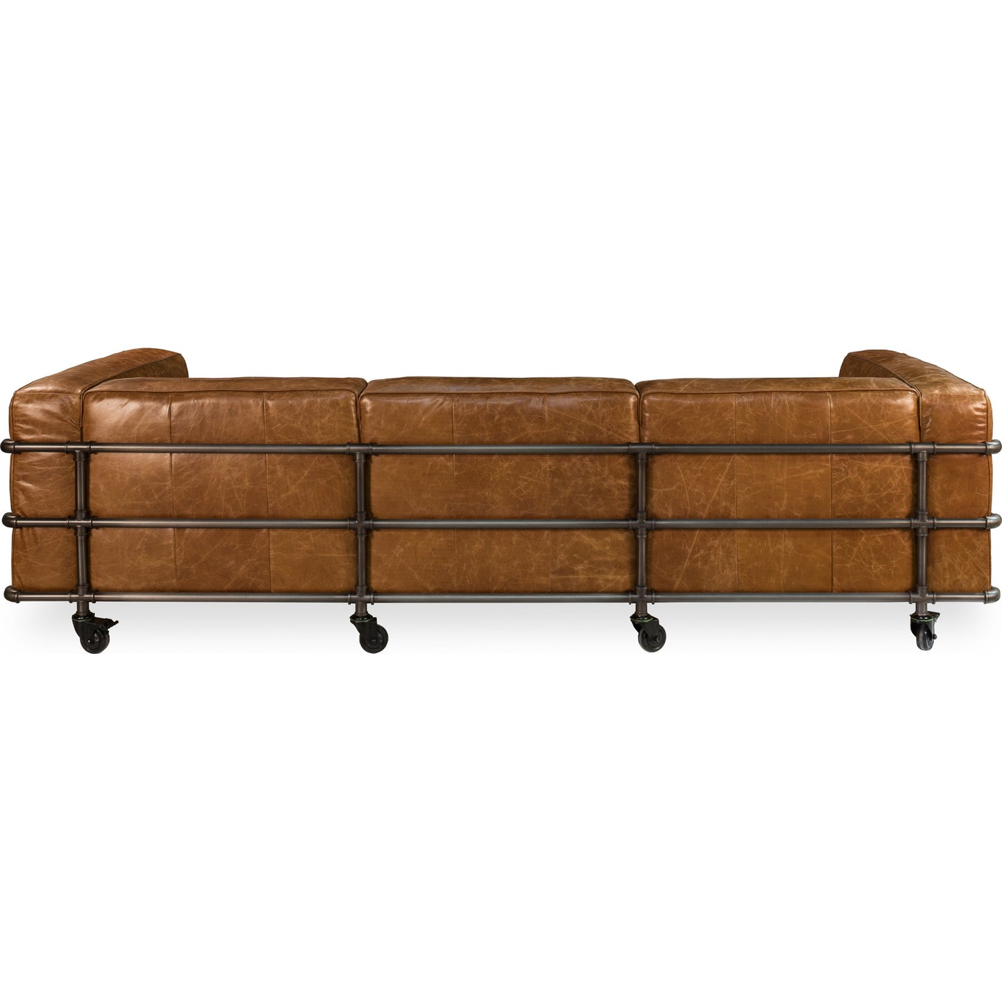 004 S-242864 | Additional Silo | Antwerp Couch by Sarreid Ltd. in brown and cuba brown leather. Made from leather, iron in a modern style.