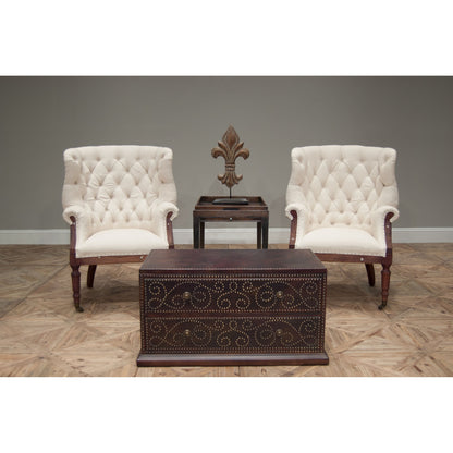Irish Chair by Sarreid Ltd. in ivory and deconstructed back & sides. Made from linen, wood in a cottage & farmhouse style.