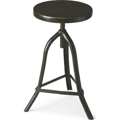 Fullerton Revolving Stool by Butler Specialty Company in black and metalworks. Made from iron, acacia wood solids in a modern style.