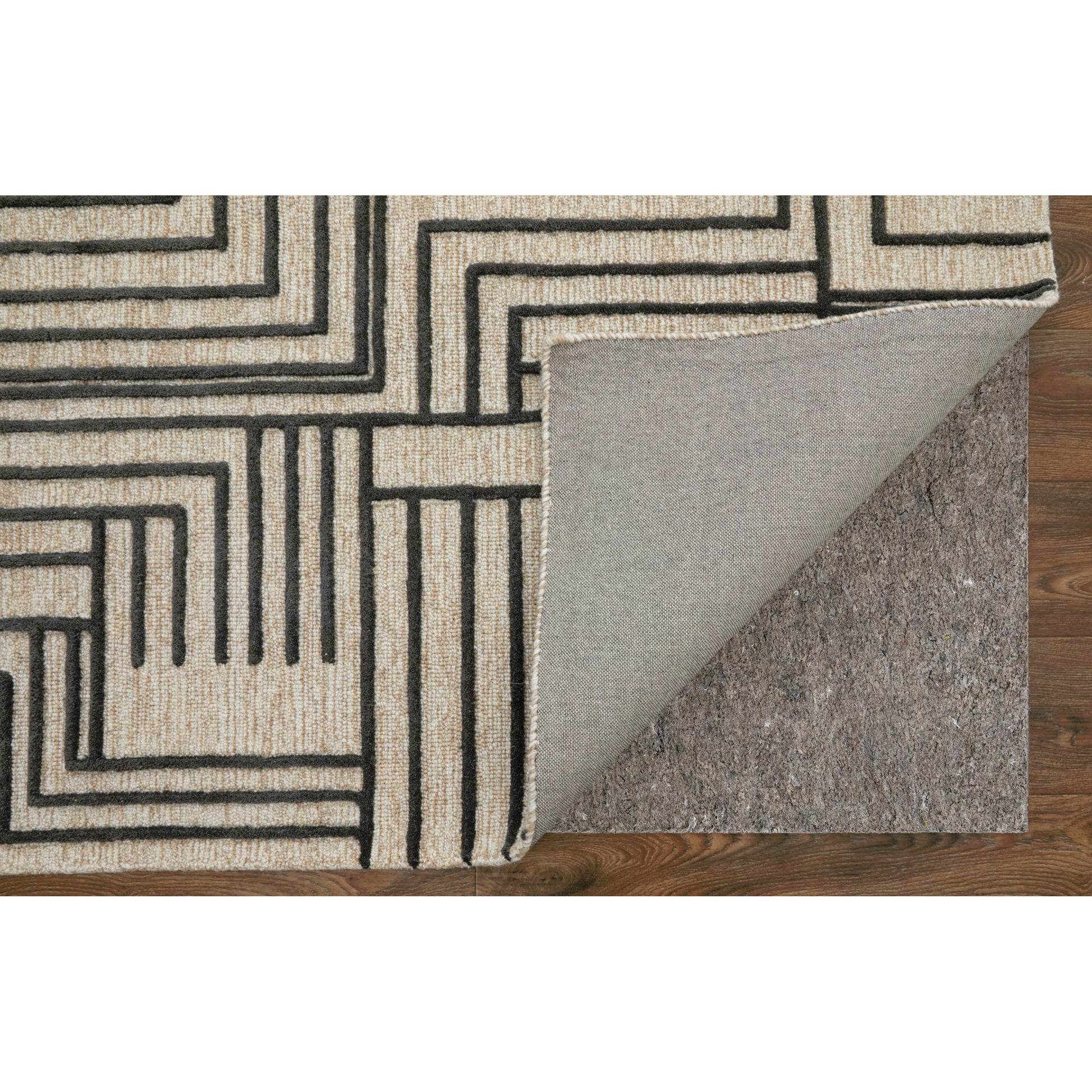 Gansett Geometric Rug - T25T8011 by Thom Felicia by Feizy Rugs in tan, brown. Made from wool in a unique style.