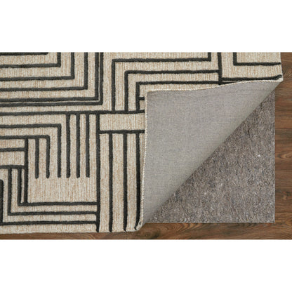 Gansett Geometric Rug - T25T8011 by Thom Felicia by Feizy Rugs in tan, brown. Made from wool in a unique style.