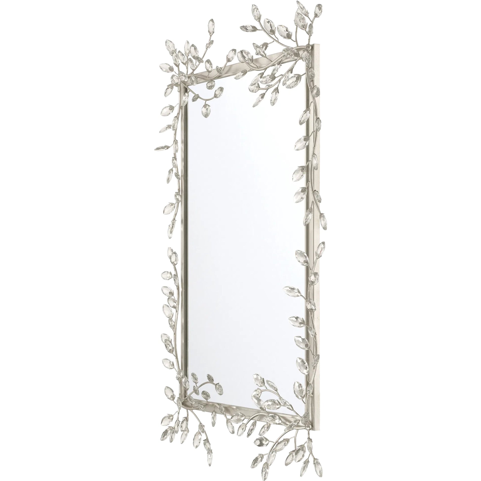 Forget-Me-Not Mirror by Currey and Company. Made from crystal, metal, glass in a modern style.