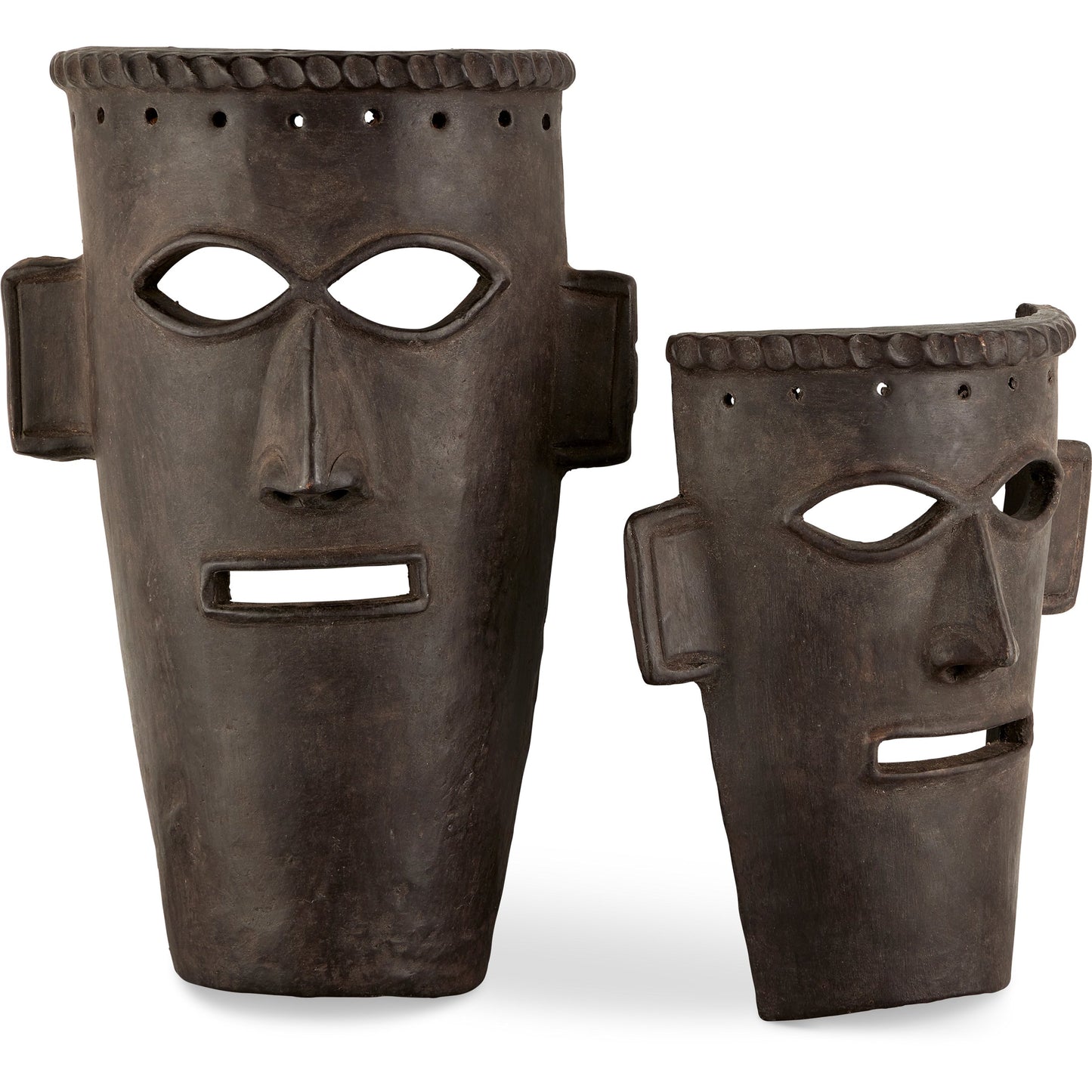 001 SI-2133925 | Primary Silo | Etu Mask Set by Currey and Company. Made from clay in a eclectic & global style.