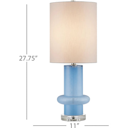 Aquaviva Table Lamp by Currey and Company in blue, clear, polished nickel. Made from glass, optic crystal, metal in a modern style.