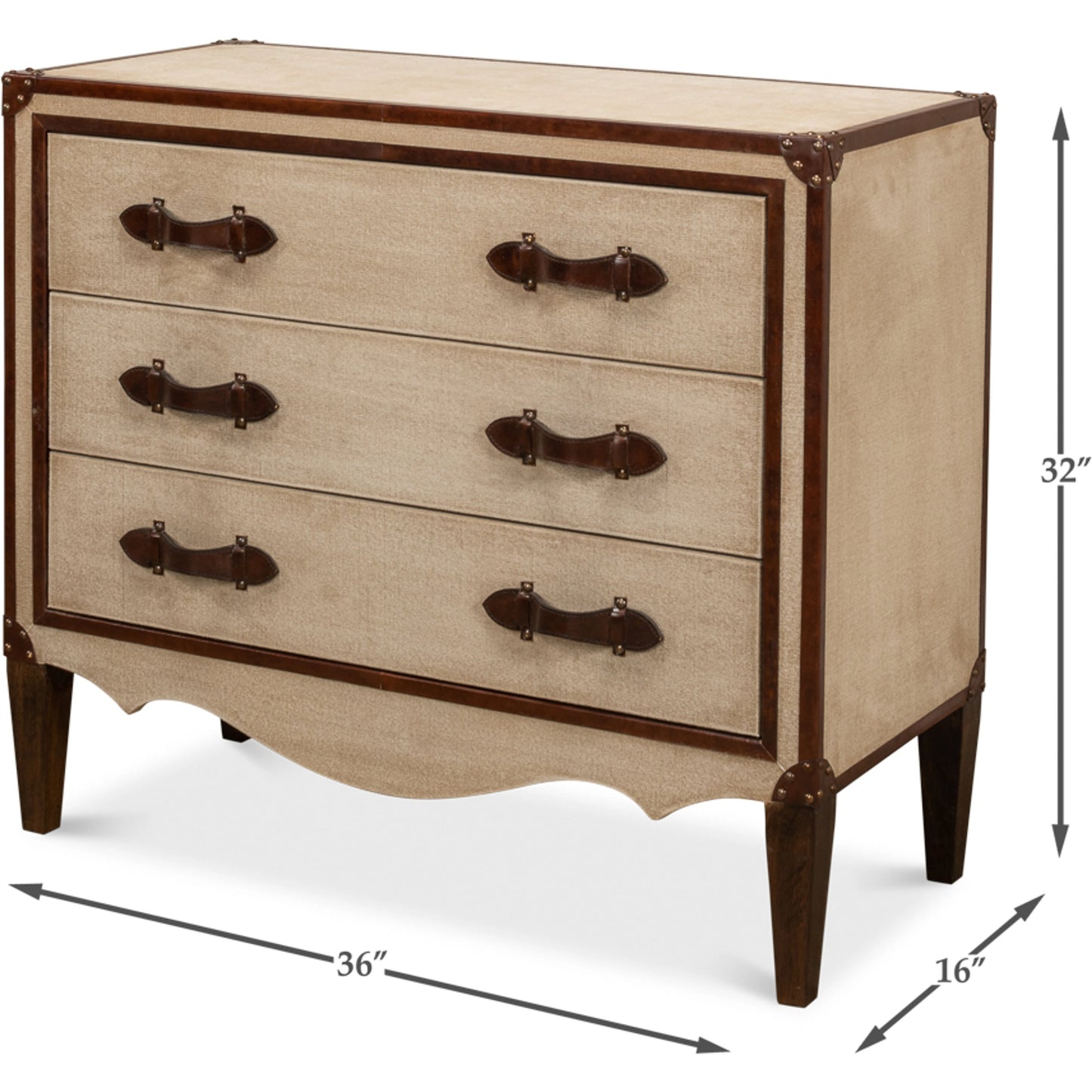 003 S-242871 | Additional Silo | French Art Deco Commode by Sarreid Ltd. in beige, brown and natural finish. Made from wood, canvas, brass in a traditional style.