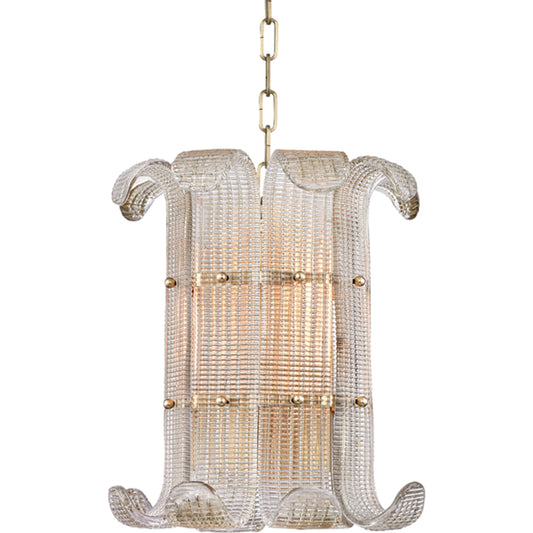 Brasher Chandelier by Hudson Valley. Made from brass in a transitional style.