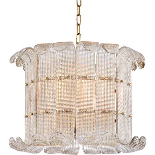 Brasher Chandelier by Hudson Valley. Made from brass in a transitional style.
