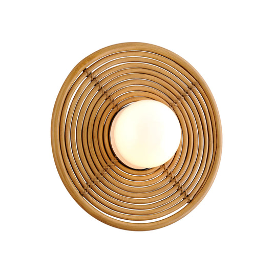Hula Hoop Wall Sconce by Corbett in natural rattan stainless steel. Made from rattan, stainless steel in a unique style.