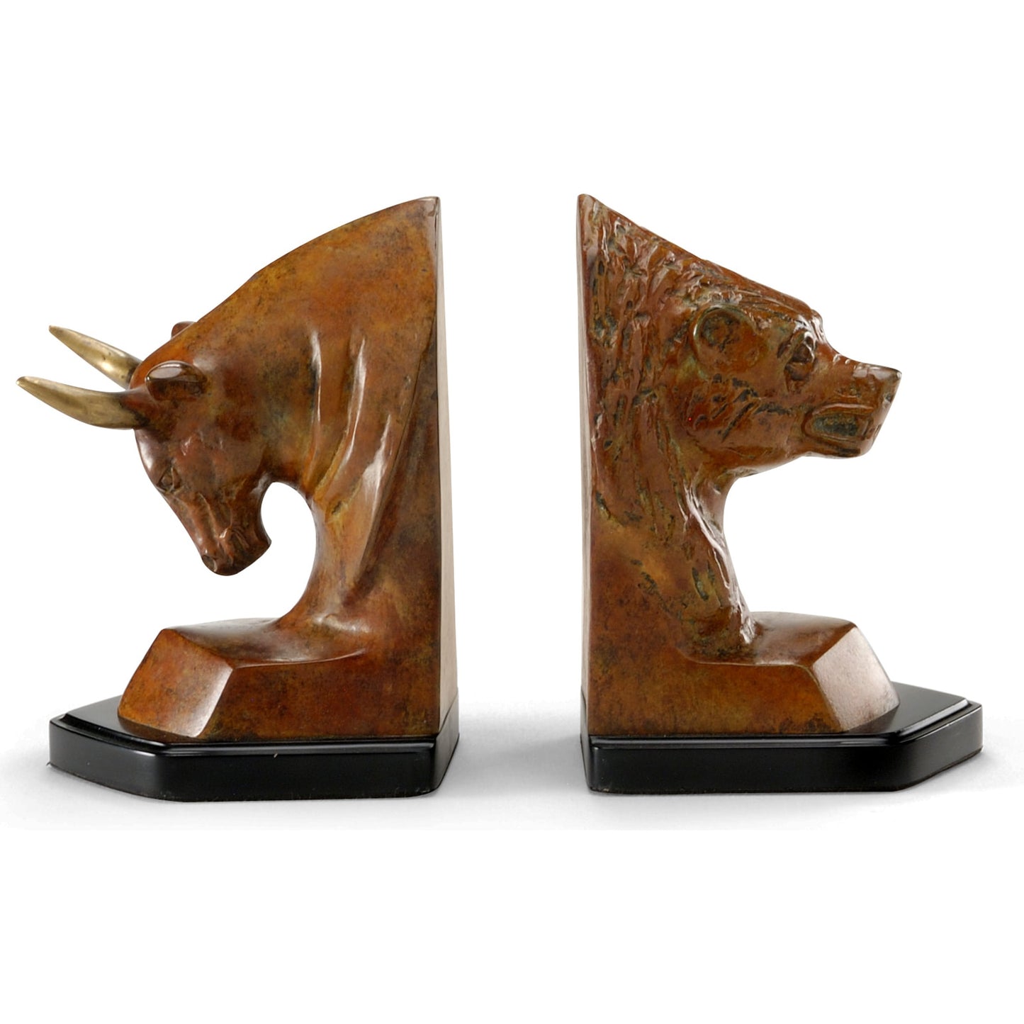 001 SR-384940 | Additional Silo | Bull and Bear Bookends (Set of 2) by Wildwood in oxidized. Made from cast brass in a rustic style.