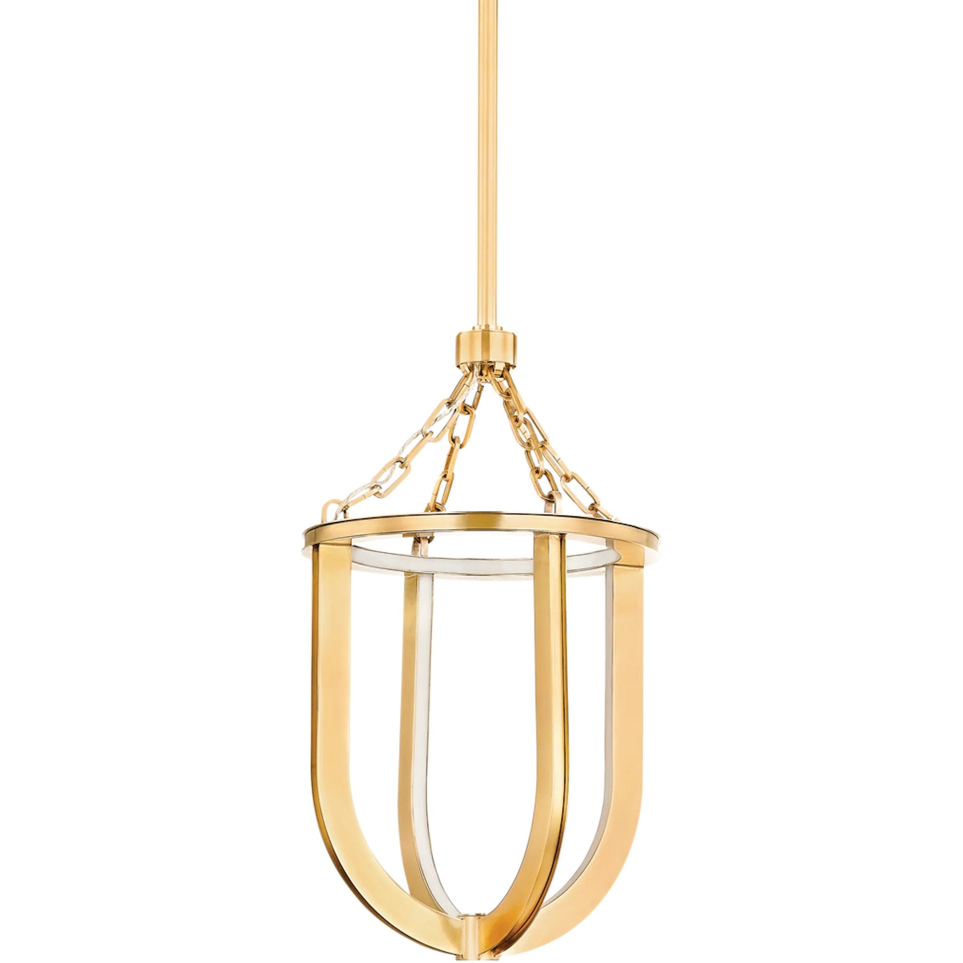Tournu Lantern by Hudson Valley in aged brass. Made from acrylic in a modern style.