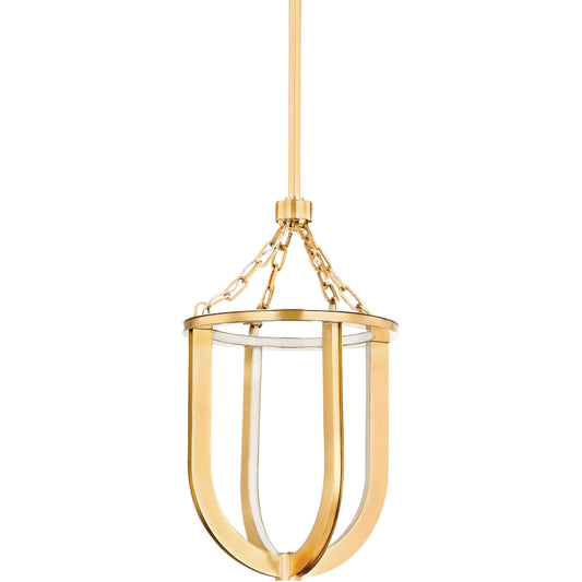 Tournu Lantern by Hudson Valley in aged brass. Made from acrylic in a unique style.