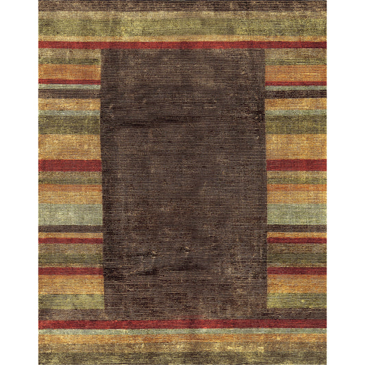 Keystone Stripes Rug - 7171F by Feizy in brown, green, red. Made from wool, viscose in a unique style.