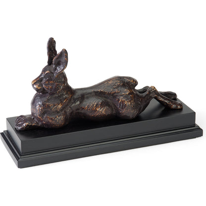 Rabbit by Wildwood in antique bronze patina. Made from alloy in a rustic style.