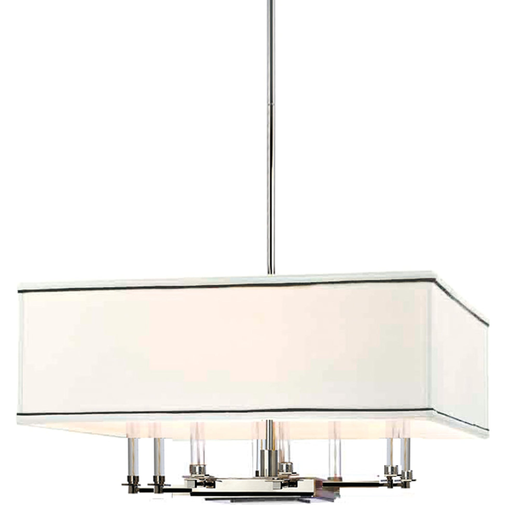 Collins Chandelier by Hudson Valley in polished nickel. Made from steel in a transitional style.