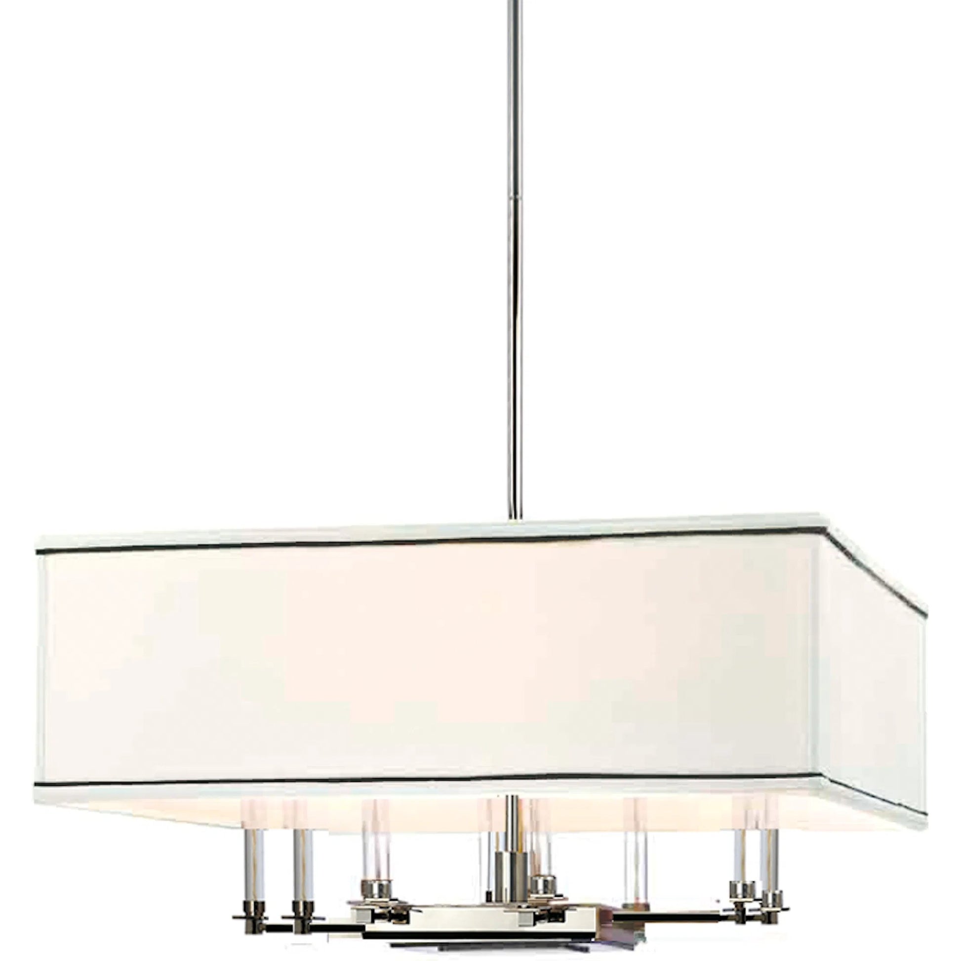 Collins Chandelier by Hudson Valley in polished nickel. Made from steel in a transitional style.