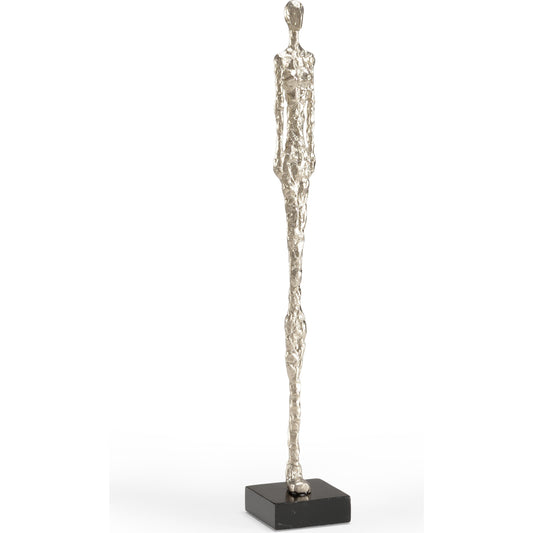 Sculptured Figure by Wildwood in silver, black. Made from cast alloy in a eclectic & global style.