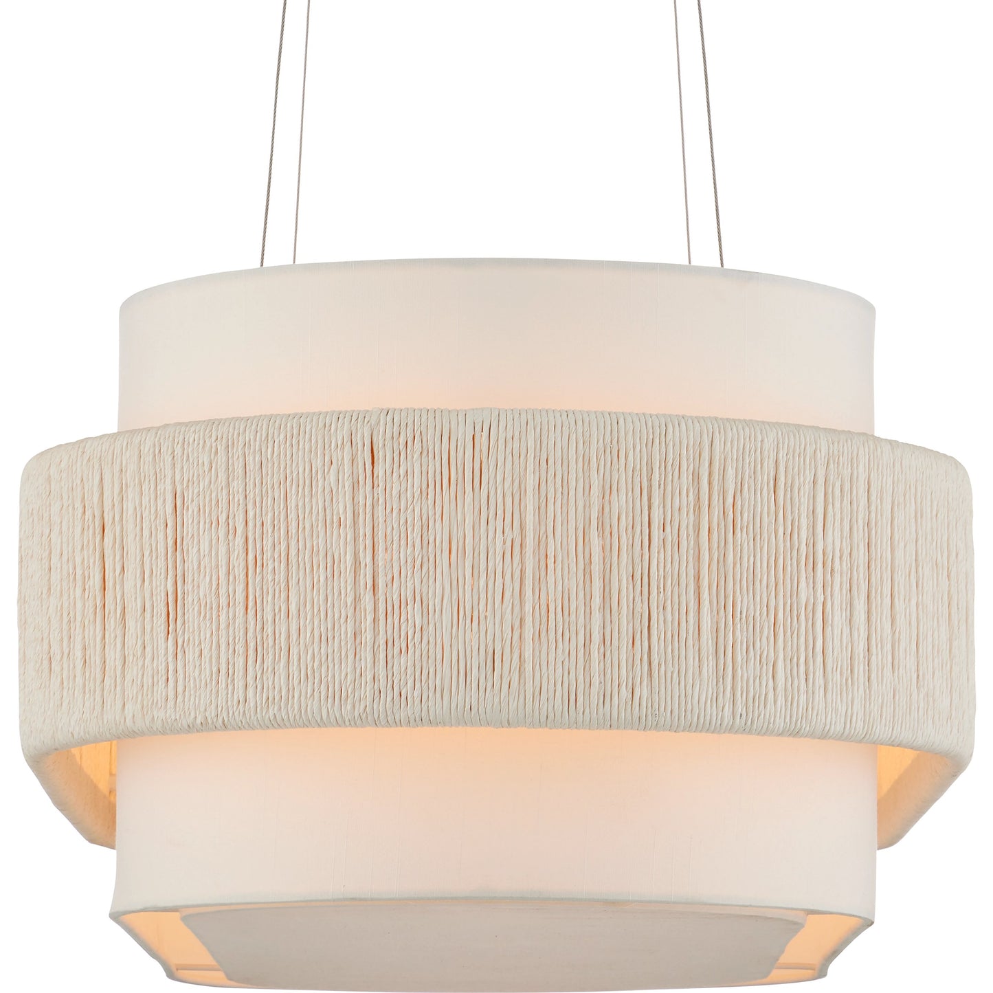 003 SI-2134014 | Additional Silo | Monreale Oval Chandelier by Currey and Company in white, sugar white. Made from kraft paper twine, wrought iron in a coastal style.