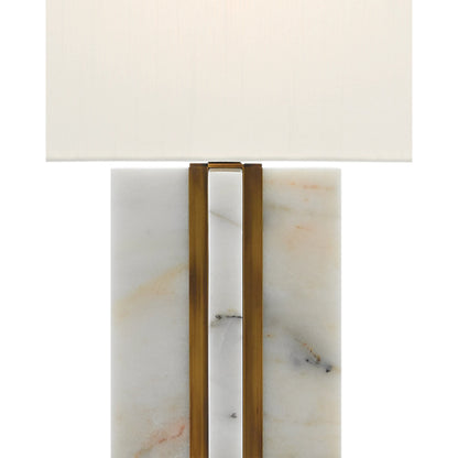 Khalil Table Lamp by Currey and Company in marble, antique brass. Made from marble, metal in a modern style.