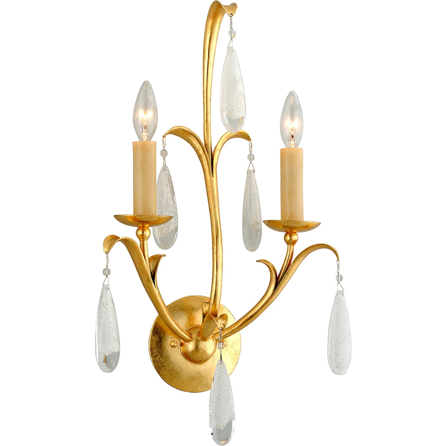 001 SI-2328239 | Primary Silo | Prosecco Double Wall Sconce by Corbett in gold leaf. Made from hand crafted iron in a traditional style.