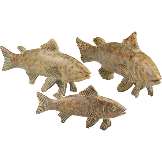 Walking Fish by Wildwood in brown. Made from hand colored antique glaze in a coastal style.