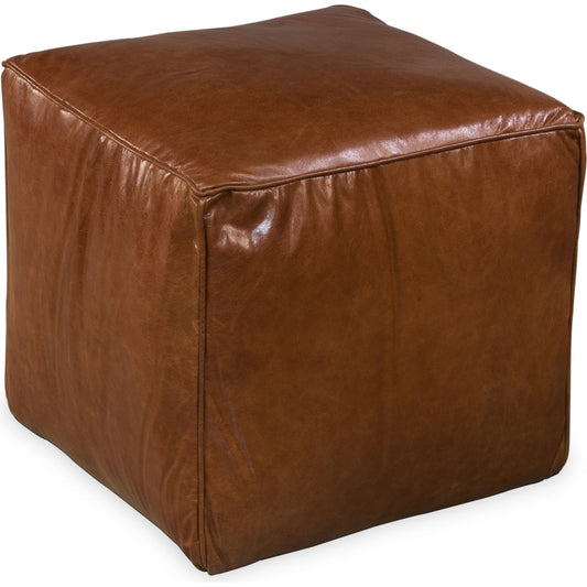 Sitting Cube by Sarreid Ltd. in brown and leather color may vary slightly. Made from wood, leather in a modern style.