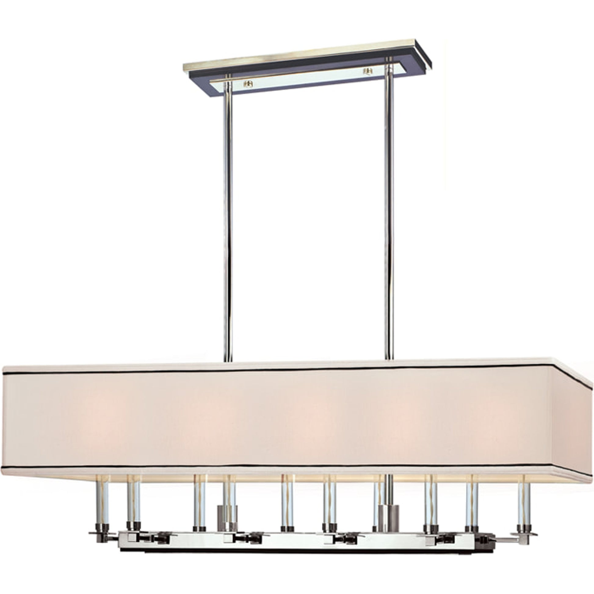 Collins Chandelier by Hudson Valley in polished nickel. Made from steel in a transitional style.