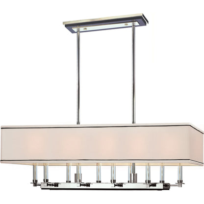 Collins Chandelier by Hudson Valley in polished nickel. Made from steel in a transitional style.