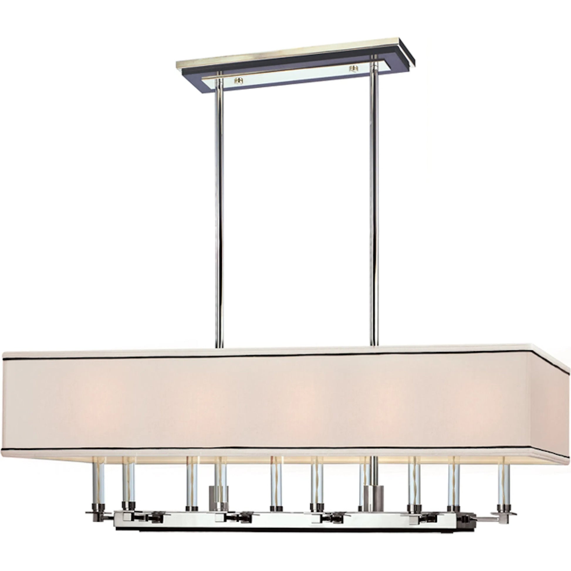 Collins Chandelier by Hudson Valley in polished nickel. Made from steel in a transitional style.