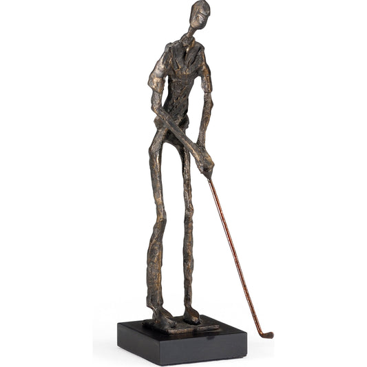 Putting Golfer by Wildwood in brown, black. Made from old bronze finish in a eclectic & global style.